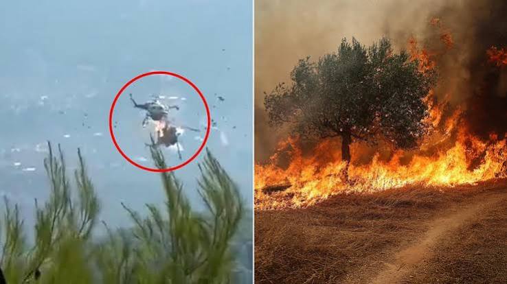 Helikopta zagongana wakati zikizima moto wa Nyika Nchini Ugiriki